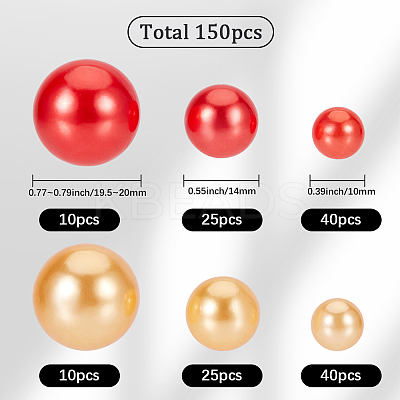 150Pcs 4 Styles ABS Plastic Imitation Pearl Beads OACR-SP0001-68-1