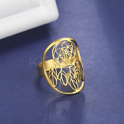 Adjustable 304 Stainless Steel Woven Web/Net with Feather Ring RJEW-F149-05G-1