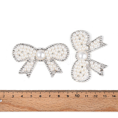 Bowknot Hotfix Rhinestone & Imitation Pearl Trimming DIY-T004-02-1