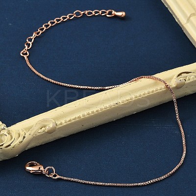 Rack Plating Brass Box Chain Bracelets for Women BJEW-G735-02RG-1