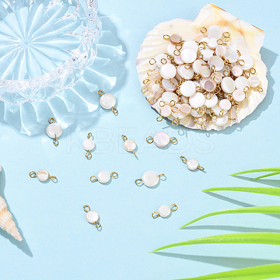 100Pcs 2 Styles AB Color Plated Natural Freshwater Shell Connector Charms PALLOY-YW00119-1