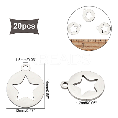 304 Stainless Steel Pentacle Charms STAS-UN0018-97P-1