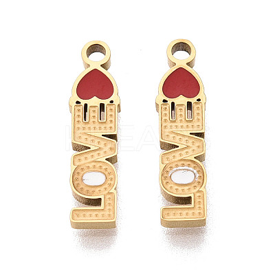 304 Stainless Steel & Enamel Word Love Pendants STAS-T073-20G-1