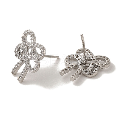 Rack Plating Brass Micro Pave Cubic Zirconia Studs Earrings EJEW-R162-21P-1