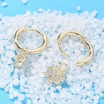 Brass Clear Cubic Zirconia Hoop Earrings EJEW-Q014-06G-1