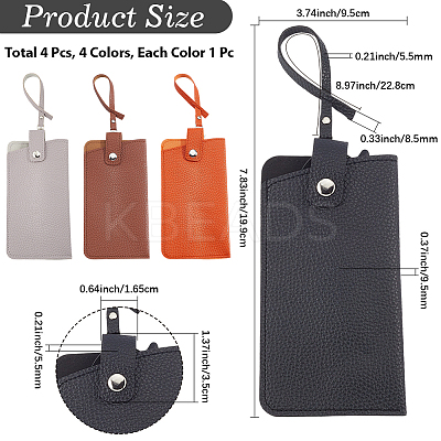 4Pcs 4 Colors PU Leather Eyeglass Cases AJEW-CN0004-99A-1