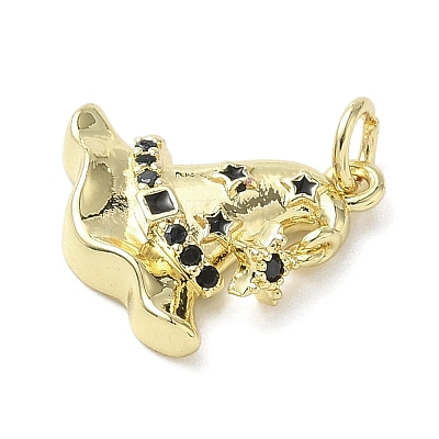 Halloween Themed Brass Micro Pave Black Cubic Zirconia Enamel Pendants KK-L248-02G-1