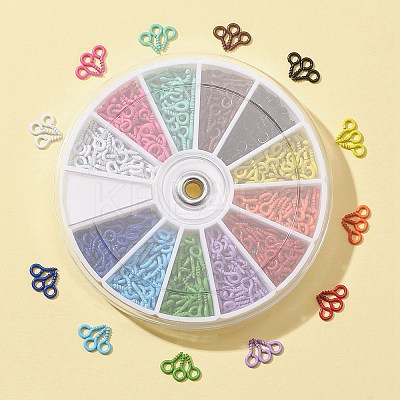 600Pcs 12 Colors Spray Painted Iron Screw Eye Pin Peg Bails IFIN-FS0001-15-1