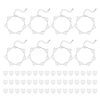 Heart 304 Stainless Steel Cabochon Setting Bracelets BJEW-AB00011-1