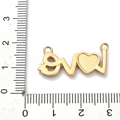 304 Stainless Steel Rose Rhinestone Word LOVE Connector Charms STAS-R160-03G-1