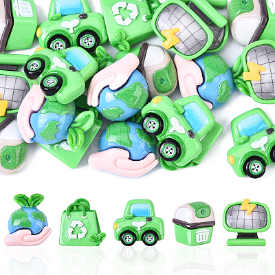 20Pcs 5 Styles Environmental Protection Theme Opaque Resin Cabochons CRES-YW0001-40-1