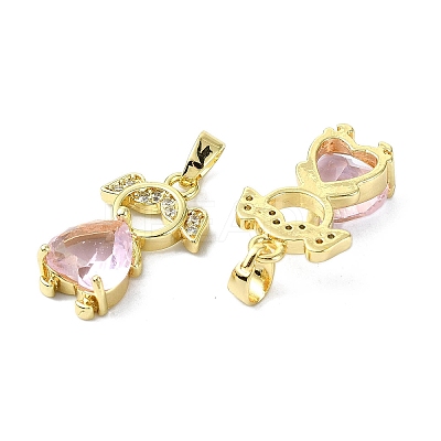 Rack Plating Brass Micro Pave Clear Cubic Zirconia Pendants KK-R157-11A-G-1