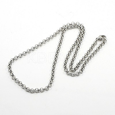 Tarnish Resistant Rolo Chain Necklace for Men LS-NJEW-F027-14-3.5mm-1