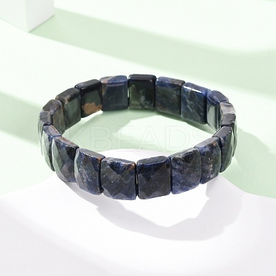 Natural Sodalite Faceted Beaded Stretch Bracelets for Women BJEW-K251-08H-1
