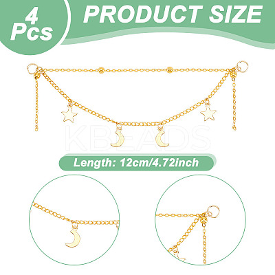 50Pcs Star & Moon Stainless Steel Charms Shoe Chain AJEW-PH01579-1