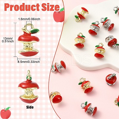 16Pcs 2 Colors Apple Alloy Enamel Charms ENAM-CJ0007-48-1