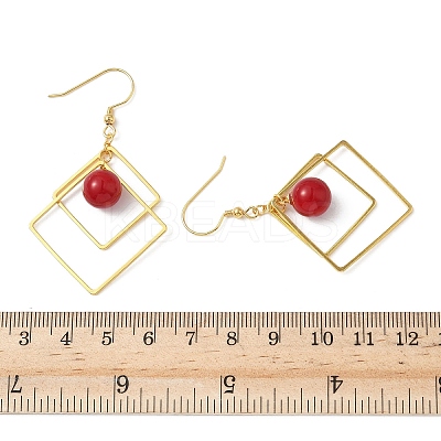 Electroplated Brass Imitation Pearl Dangle Earrings EJEW-Z129-01G-1