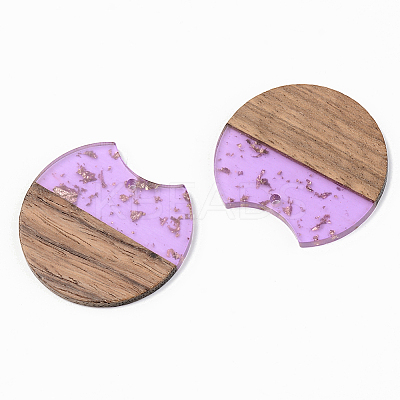 Transparent Resin & Walnut Wood Pendants LS-RESI-S389-001A-B01-1
