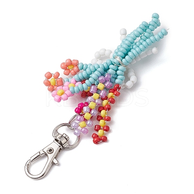 Bouquet Glass Seed Beaded Pendant Decoration HJEW-JM02561-1
