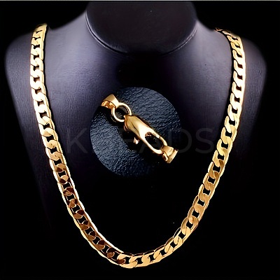 Alloy Cuban Curb Chains Necklaces & Bracelets Sets for Men WG37A02-01-1