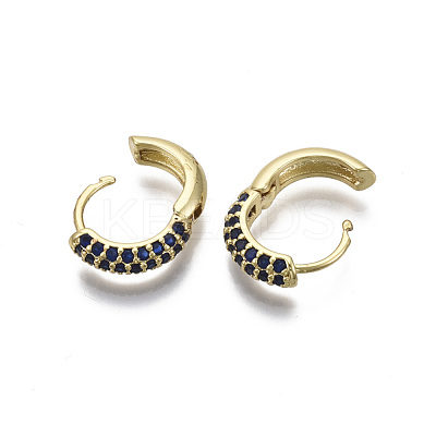 Brass Micro Pave Cubic Zirconia Huggie Hoop Earrings EJEW-R144-004B-NF-1