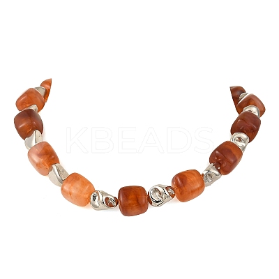 Cube Imitation Gemstone Acrylic Beaded Necklaces for Women NJEW-JN06476-1