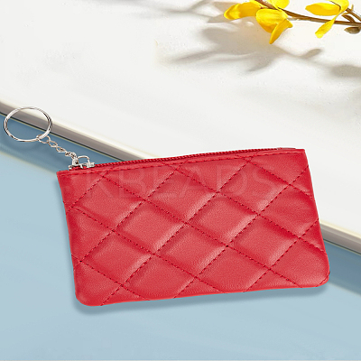 2Pcs Rhombus Pattern PU Leather Zip Pouches ABAG-LP0001-82C-1