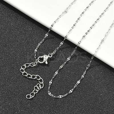 304 Stainless Steel Dapped Chain Necklaces NJEW-Z084-02P-03-1
