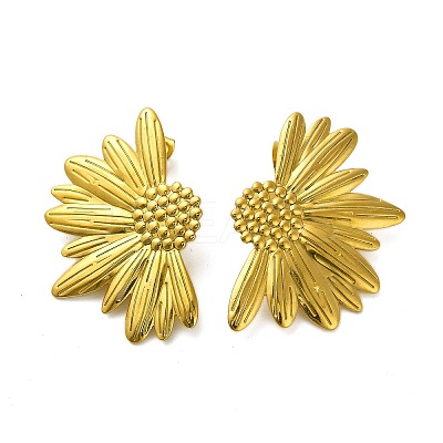 Sunflower 304 Stainless Steel Stud Earrings for Women EJEW-A117-02B-G-1