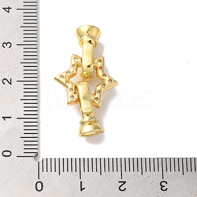 Star Rack Plating Brass Micro Pave Clear Cubic Zirconia Fold Over Clasps KK-A225-07G-1