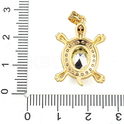 Tortoise Rack Plating Brass Micro Pave Cubic Zirconia Charms KK-G513-78A-06G-1