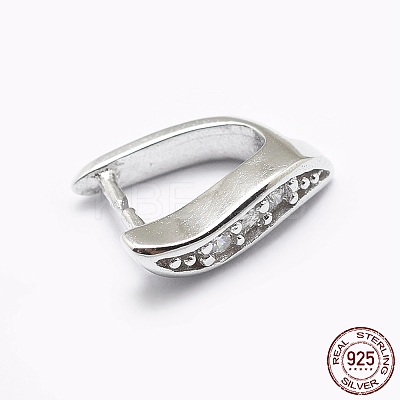 Anti-Tarnish Rhodium Plated 925 Sterling Silver Micro Pave Cubic Zirconia Pendant Bails STER-P034-05P-1