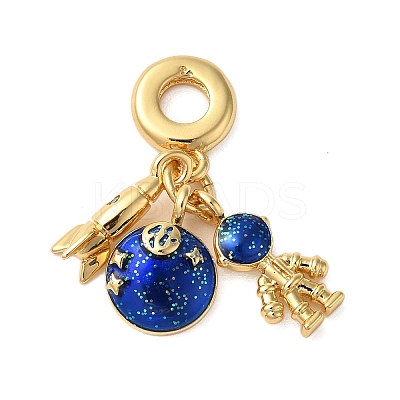 Rack Plating Brass Blue Enamel European Dangle Charms X-KK-P279-31G-1