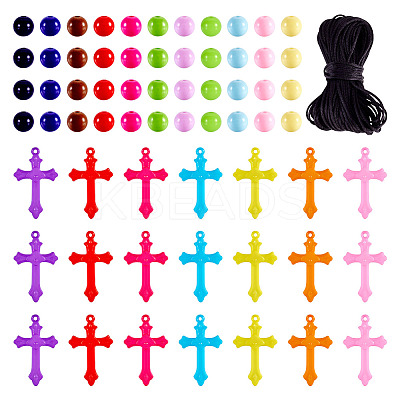 DIY Cross Acrylic Pendant Necklaces Jewelry Making Kit DIY-TA0011-11-1