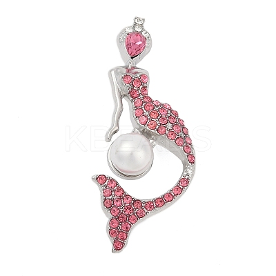 Mermaid Alloy Rhinestone Brooches for Backpack Clothes LS-PALLOY-D361-24P-01-1