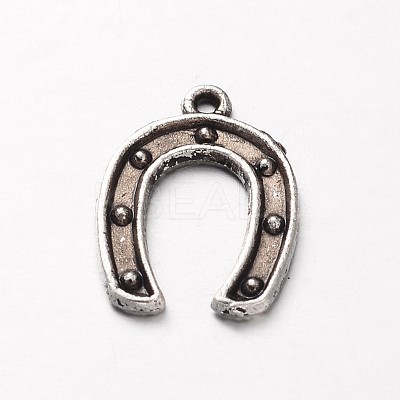 Tibetan Style Alloy Horseshoe Pendants TIBEP-3115-AS-RS-1