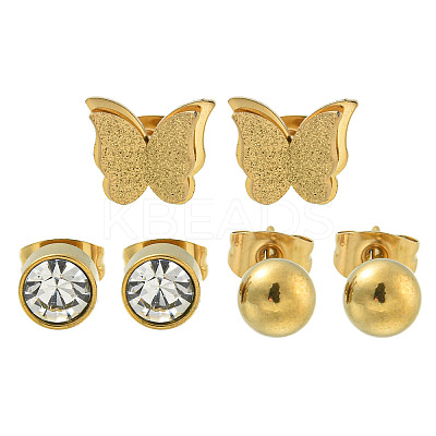 Ion Plating(IP) 304 Stainless Steel Stud Earrings EJEW-G400-38G-1
