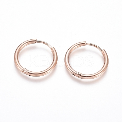 Ion Plating(IP) 304 Stainless Steel Huggie Hoop Earrings EJEW-F111A-19mm-RG-1