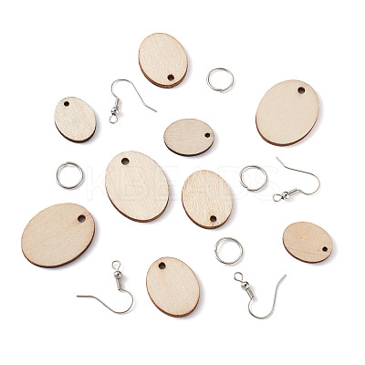 DIY Unfinished Wooden Pendant Earring Making Kits DIY-YS0001-17-1
