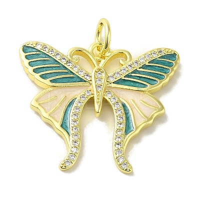 Brass Enamel Micro Pave Cubic Zirconia Pendants KK-Z042-09G-02-1