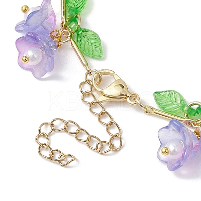 Flower Glass & Acrylic Charm Bracelets BJEW-JB10443-02-1