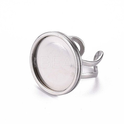 Non-Tarnish 201 Stainless Steel Cuff Pad Ring Settings X-STAS-S080-040F-P-1