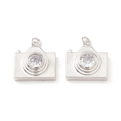 Brass Micro Pave Clear Cubic Zirconia Pendants X-ZIRC-P098-12P-1