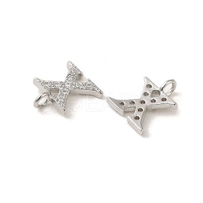 Initial Letter Brass Micro Pave Cubic Zirconia Pendants ZIRC-F008-X-1