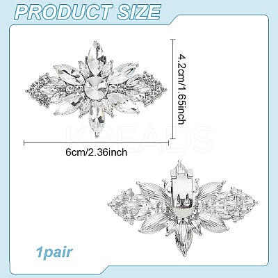 1Pc Flower Alloy with Glass Detachable Shoe Buckel Clips AJEW-AN0007-18-1
