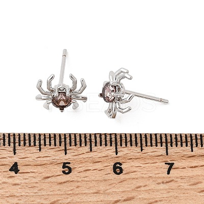 Spider Brass Micro Pave Cubic Zirconia Stud Earrings EJEW-L306-04P-02-1