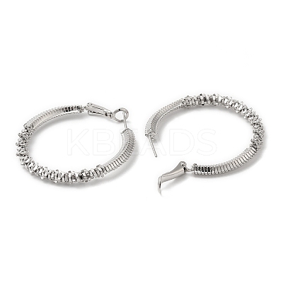 Rack Plating Brass Beaded Hoop Earrings for Women EJEW-D059-10P-1