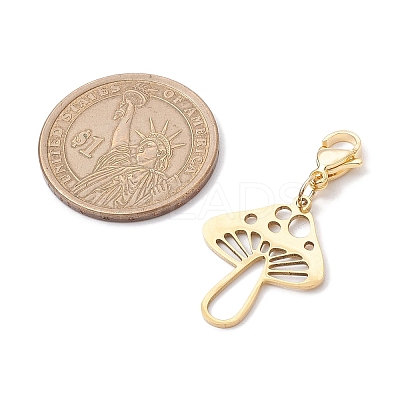 Hollow Mushroom 201 Stainless Steel Pendant Decoration HJEW-JM01978-01-1