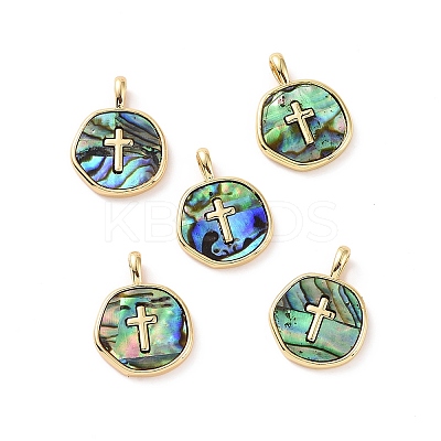 Natural Abalone Shell/Paua Shell Pendants KK-C004-11G-01-1