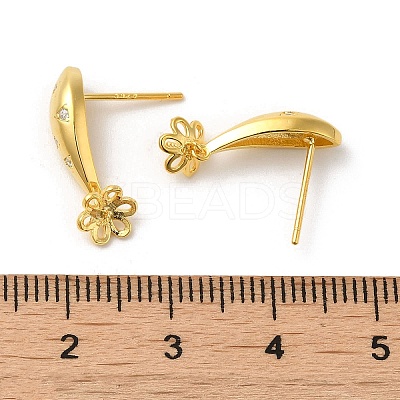 Flower 925 Sterling Silver Micro Pave Cubic Zirconia Stud Earring Findings STER-P056-12G-1